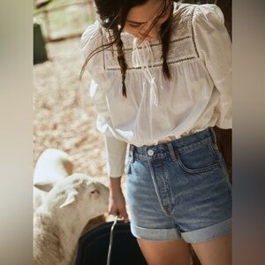 Reformation Charlie Cuffed High Rise Jean Shorts